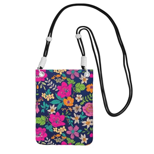 YUBVCF Kleine Handy-Umhängetasche mit Blumendruck, passend für alle Handys, zum Laufen, Wandern, Radfahren, Schwarz , Einheitsgröße YUBVCF Kleine Handy-Umhängetasche mit Blumendruck, passend für alle Handys, zum Laufen, Wandern, Radfahren, Schwarz , Einheitsgröße von YUBVCF
