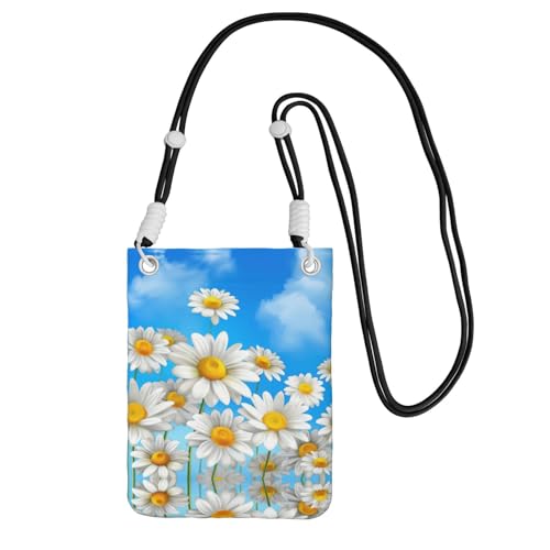 YUBVCF Kleine Handy-Umhängetasche mit Gänseblümchen-Motiv, passend für alle Handys, zum Laufen, Wandern, Radfahren, Schwarz , Einheitsgröße YUBVCF Kleine Handy-Umhängetasche mit Gänseblümchen-Motiv, passend für alle Handys, zum Laufen, Wandern, Radfahren, Schwarz , Einheitsgröße von YUBVCF
