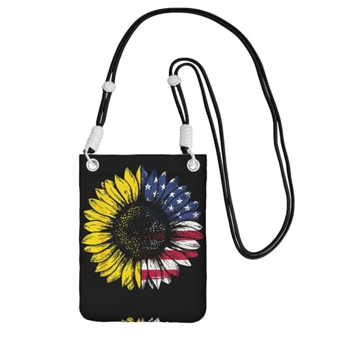 YUBVCF Kleine Handy-Umhängetasche mit Sonnenblumen-Motiv, passend für alle Handys, zum Laufen, Wandern, Radfahren, Schwarz , Einheitsgröße YUBVCF Kleine Handy-Umhängetasche mit Sonnenblumen-Motiv, passend für alle Handys, zum Laufen, Wandern, Radfahren, Schwarz , Einheitsgröße von YUBVCF