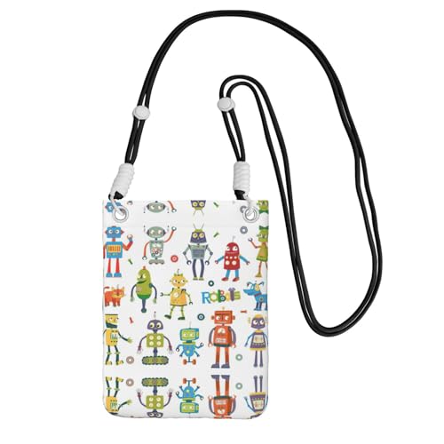 YUBVCF Kleine Handy-Umhängetasche mit niedlichem Cartoon-Roboter-Druck, passend für alle Handys, zum Laufen, Wandern, Radfahren, Schwarz , Einheitsgröße YUBVCF Kleine Handy-Umhängetasche mit niedlichem Cartoon-Roboter-Druck, passend für alle Handys, zum Laufen, Wandern, Radfahren, Schwarz , Einheitsgröße von YUBVCF