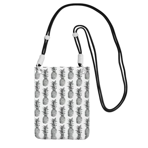 YUBVCF Kleine Handy-Umhängetasche mit tropischem Ananas-Muster, passend für alle Handys, zum Laufen, Wandern, Radfahren, Schwarz , Einheitsgröße YUBVCF Kleine Handy-Umhängetasche mit tropischem Ananas-Muster, passend für alle Handys, zum Laufen, Wandern, Radfahren, Schwarz , Einheitsgröße von YUBVCF