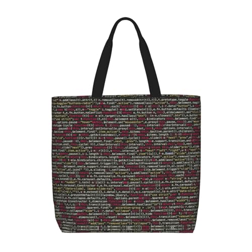 YUBVCF Programmierer Programmiercode Täglicher Bedarf Tote Bag für Frauen Große Kapazität Schultertasche Top Griff Handtasche für Reisen Arbeit, Schwarz , Einheitsgröße von YUBVCF