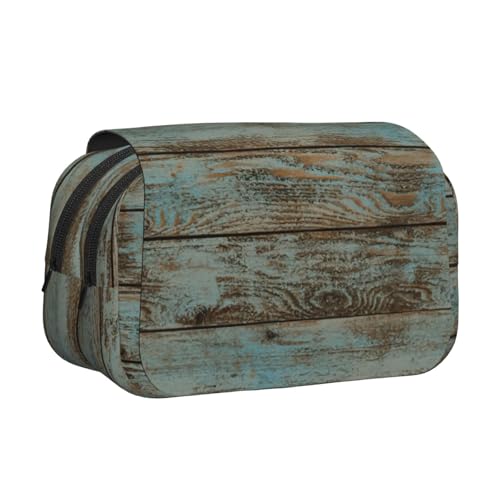 YUBVCF Rustikales Federmäppchen mit altem Scheunenholzdruck, doppellagig, Klappetui für Jungen und Mädchen, langlebige Stifte-Tragetasche mit Reißverschluss für die Schule, Schwarz , Einheitsgröße von YUBVCF