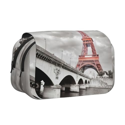 YUBVCF Tower Paris Federmäppchen mit doppelschichtigem Klappetui für Jungen und Mädchen, robuste Stifte-Tragetasche mit Reißverschluss für die Schule, Schwarz , Einheitsgröße, Taschen-Organizer von YUBVCF