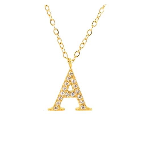 YUCHUAN Diamant-Anhänger for Damen, 26 englische Buchstaben, Halskette aus Titanstahl, Schlüsselbeinkette, Schmuck(Color:A_18K) von YUCHUAN