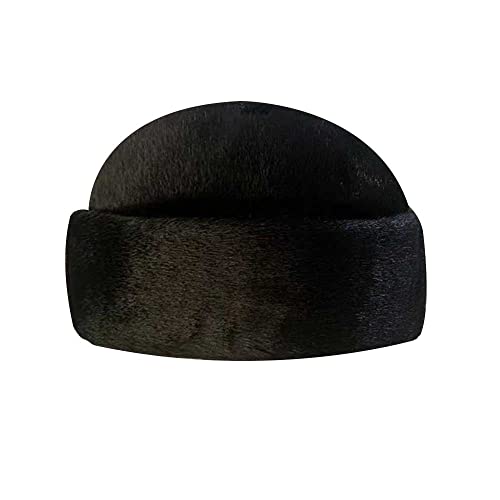 Herren Bombermützen Ushanka Kosak Russische Militärmütze Trapper Skimütze für Winter Kunstfell Leder Hut Schwarz Winter Thermo Radmütze für Outdoor Sport Kappe Winddichte Kopfbedeckung, Schwarz von YUDATPG