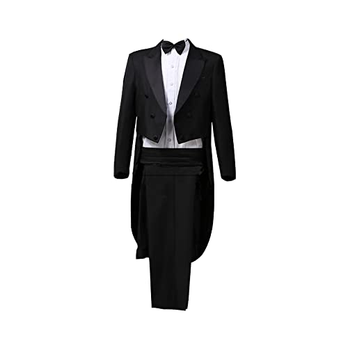 Herren Smoking Anzüge Slim Fit Formal Magic Show Kostüm Frack Jacke Cosplay Verkleidung Jacke Prince Party Tux Stickerei Blazer Mäntel, Black, S von YUDATPG