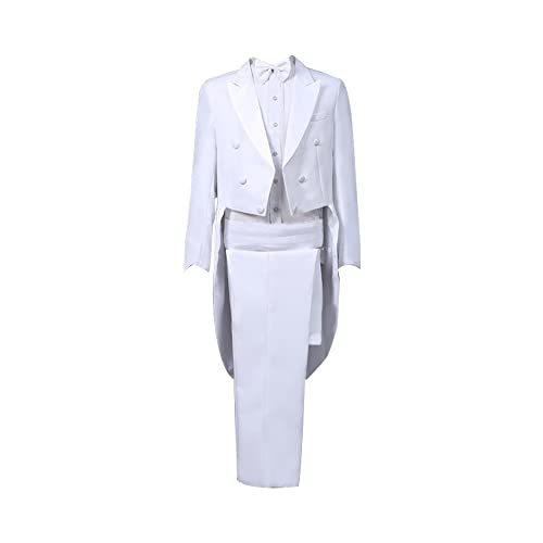 Herren-Smokinganzüge, schmale Passform, formelle Zaubershow, Kostüm, Frack, Jacke, Cosplay, Kostüm, Jacke, Prinz-Party, Smoking, Stickerei, Blazer Mäntel, weiß, L von YUDATPG