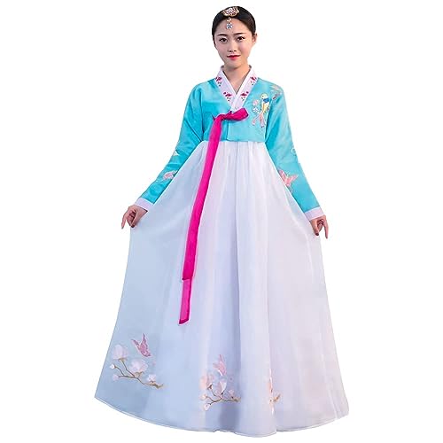 YUDATPG Hanbok Damen-Kleider-Set, langärmelig, koreanisch, traditionell, Palast, Hochzeit, Tanz, Cosplay, Halloween, Weiß von YUDATPG