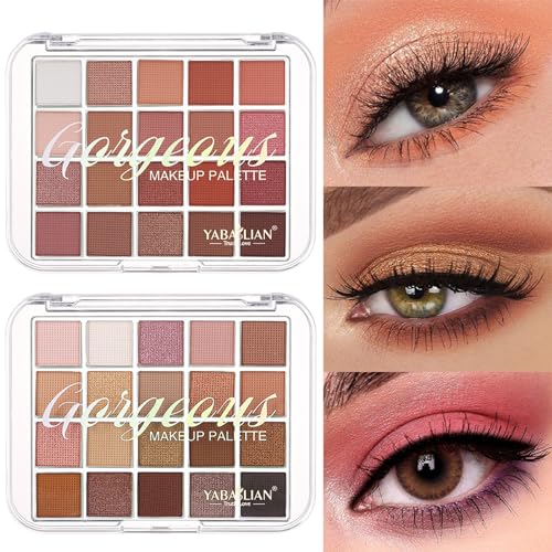 Eyeshadow Palette, 20 Farben Lidschatten, Lidschatten Palette Nudetöne, Vegane Augenpalette, nude, langanhaltend, matt, metallisch, natürlich, schimmernd, Warm Neutrals, Für Urlaubs und Alltags(01) von YUDDUO