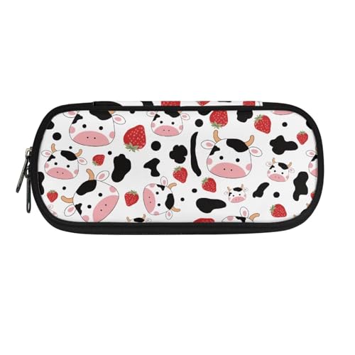 YUDINGFIN Niedliches Federmäppchen, Federmäppchen mit Schlitz, Einzelfach, modisch, weich, für Jungen und Mädchen, kuh, Schulranzen-Set von YUDINGFIN