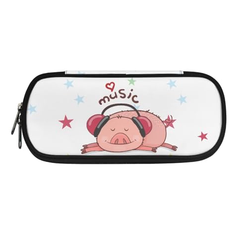 YUDINGFIN Niedliches Federmäppchen, Federmäppchen mit Schlitz, einfach zu verstauen, glatte Textur, Schulstifttasche für Jungen und Mädchen, schwein, Schulranzen-Set von YUDINGFIN
