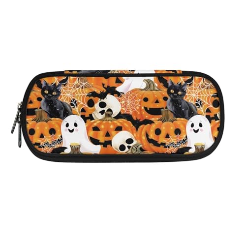 YUDINGFIN Niedliches Federmäppchen, Federmäppchen mit Schlitz, großer Platz, bequeme Schulstifttasche für Jungen und Mädchen, Halloween Kürbis, Schulranzen-Set von YUDINGFIN