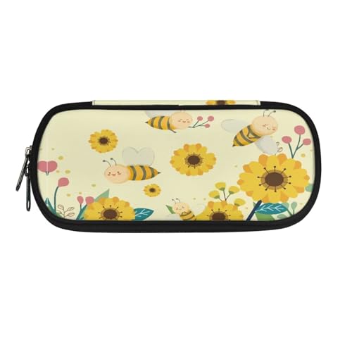 YUDINGFIN Niedliches Federmäppchen, Federmäppchen mit Schlitz-Mesh-Trennwand und halbrunder Reißverschluss, Schulstifttasche für Jungen und Mädchen, Biene, Schulranzen-Set von YUDINGFIN