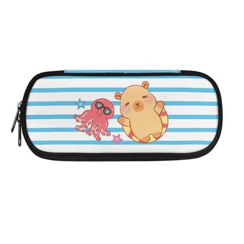 YUDINGFIN Niedliches Federmäppchen, Federmäppchen mit Schlitz-Mesh-Trennwand und halbrunder Reißverschluss, Schulstifttasche für Jungen und Mädchen, Capybara, Schulranzen-Set von YUDINGFIN