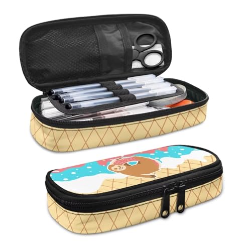 YUDINGFIN Niedliches Federmäppchen, Federmäppchen mit Schlitz-Mesh-Trennwand und halbrunder Reißverschluss, Schulstifttasche für Jungen und Mädchen, Faultier-B, Schulranzen-Set von YUDINGFIN