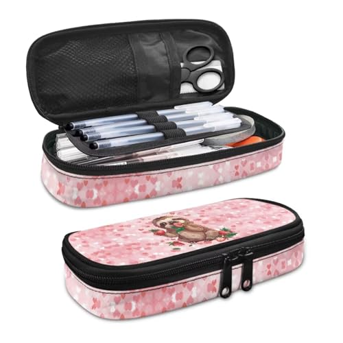 YUDINGFIN Niedliches Federmäppchen, Federmäppchen mit Schlitz-Mesh-Trennwand und halbrunder Reißverschluss, Schulstifttasche für Jungen und Mädchen, Faultier-B, Schulranzen-Set von YUDINGFIN