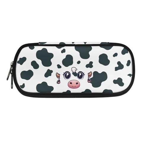 YUDINGFIN Niedliches Federmäppchen, Federmäppchen mit Schlitz-Mesh-Trennwand und halbrunder Reißverschluss, Schulstifttasche für Jungen und Mädchen, Kuhmuster, Schulranzen-Set von YUDINGFIN