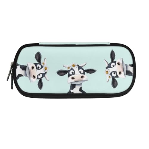 YUDINGFIN Niedliches Federmäppchen, Federmäppchen mit Schlitz-Mesh-Trennwand und halbrunder Reißverschluss, Schulstifttasche für Jungen und Mädchen, Milchkuh, Schulranzen-Set von YUDINGFIN