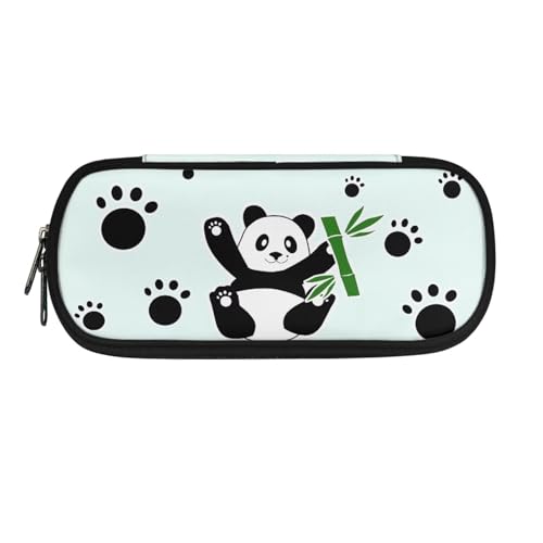 YUDINGFIN Niedliches Federmäppchen, Federmäppchen mit Schlitz-Mesh-Trennwand und halbrunder Reißverschluss, Schulstifttasche für Jungen und Mädchen, Panda und Bambus, Schulranzen-Set von YUDINGFIN
