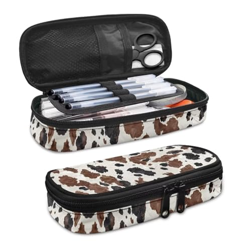 YUDINGFIN Niedliches Federmäppchen, Federmäppchen mit Schlitz-Mesh-Trennwand und halbrunder Reißverschluss, Schulstifttasche für Jungen und Mädchen, Rindsleder-Aufdruck, Schulranzen-Set von YUDINGFIN