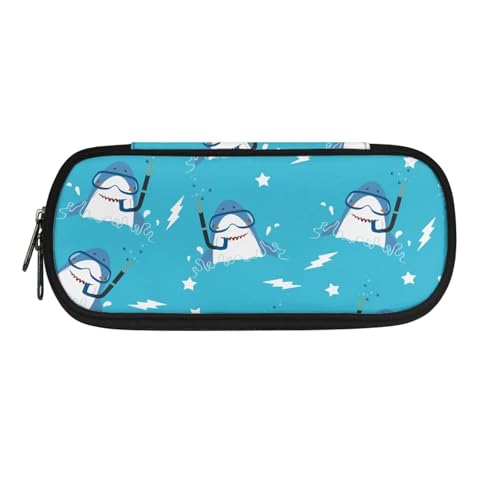 YUDINGFIN Niedliches Federmäppchen, Federmäppchen mit Schlitz-Mesh-Trennwand und halbrunder Reißverschluss, Schulstifttasche für Jungen und Mädchen, hai, Schulranzen-Set von YUDINGFIN