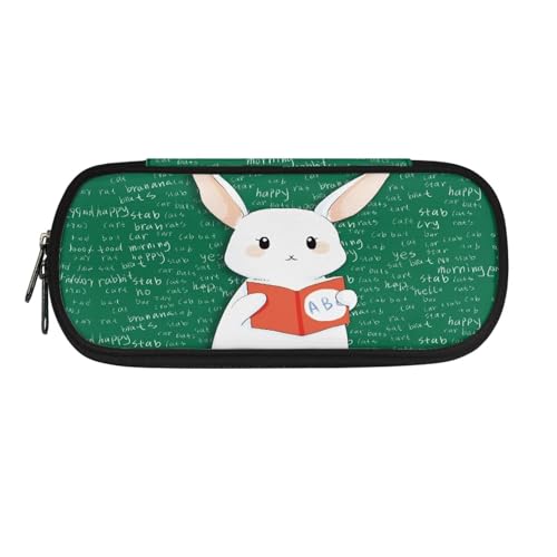 YUDINGFIN Niedliches Federmäppchen, Federmäppchen mit Schlitz-Mesh-Trennwand und halbrunder Reißverschluss, Schulstifttasche für Jungen und Mädchen, hase, Schulranzen-Set von YUDINGFIN