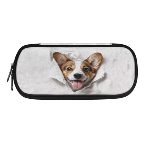 YUDINGFIN Niedliches Federmäppchen, Federmäppchen mit Schlitz-Mesh-Trennwand und halbrunder Reißverschluss, Schulstifttasche für Jungen und Mädchen, hund, Schulranzen-Set von YUDINGFIN
