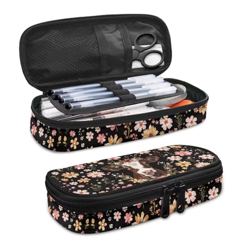 YUDINGFIN Niedliches Federmäppchen, Federmäppchen mit Schlitz-Mesh-Trennwand und halbrunder Reißverschluss, Schulstifttasche für Jungen und Mädchen, kuh, Schulranzen-Set von YUDINGFIN