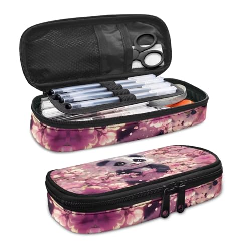 YUDINGFIN Niedliches Federmäppchen, Federmäppchen mit Schlitz-Mesh-Trennwand und halbrunder Reißverschluss, Schulstifttasche für Jungen und Mädchen, panda, Schulranzen-Set von YUDINGFIN