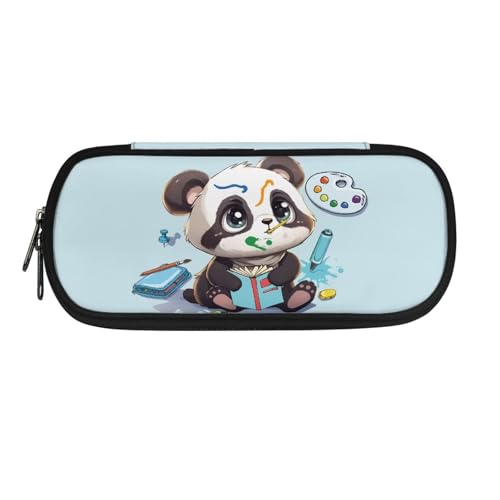 YUDINGFIN Niedliches Federmäppchen, Federmäppchen mit Schlitz-Mesh-Trennwand und halbrunder Reißverschluss, Schulstifttasche für Jungen und Mädchen, panda, Schulranzen-Set von YUDINGFIN