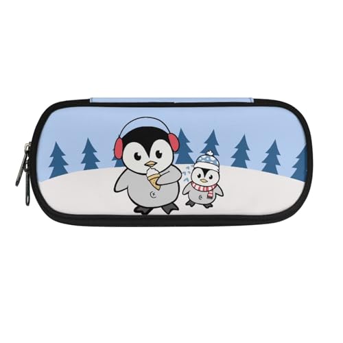 YUDINGFIN Niedliches Federmäppchen, Federmäppchen mit Schlitz-Mesh-Trennwand und halbrunder Reißverschluss, Schulstifttasche für Jungen und Mädchen, pinguin, Schulranzen-Set von YUDINGFIN