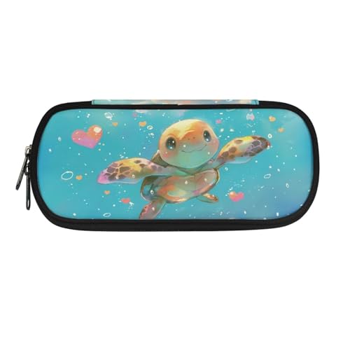 YUDINGFIN Niedliches Federmäppchen, Federmäppchen mit Schlitz-Mesh-Trennwand und halbrunder Reißverschluss, Schulstifttasche für Jungen und Mädchen, schildkröte, Schulranzen-Set von YUDINGFIN