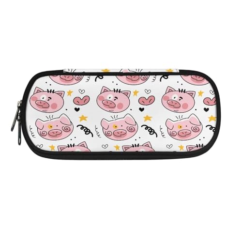 YUDINGFIN Niedliches Federmäppchen, Federmäppchen mit Schlitz-Mesh-Trennwand und halbrunder Reißverschluss, Schulstifttasche für Jungen und Mädchen, schwein, Schulranzen-Set von YUDINGFIN