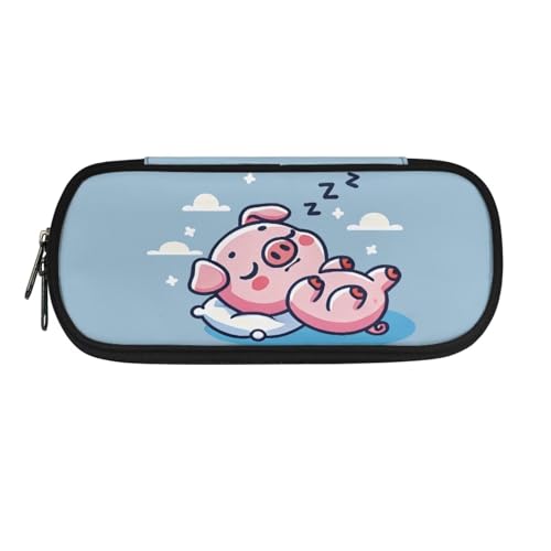 YUDINGFIN Niedliches Federmäppchen, Federmäppchen mit Schlitz-Mesh-Trennwand und halbrunder Reißverschluss, Schulstifttasche für Jungen und Mädchen, schwein, Schulranzen-Set von YUDINGFIN