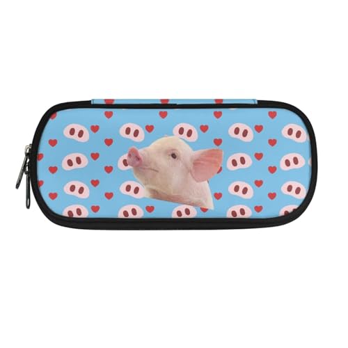 YUDINGFIN Niedliches Federmäppchen, Federmäppchen mit Schlitz-Mesh-Trennwand und halbrunder Reißverschluss, Schulstifttasche für Jungen und Mädchen, schwein, Schulranzen-Set von YUDINGFIN