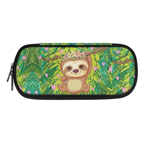 YUDINGFIN Niedliches Federmäppchen, Federmäppchen mit Schlitz und halbrunden Reißverschluss, resistent gegen Verblassen, Schulstifttasche für Kinder, Faultier, Schulranzen-Set von YUDINGFIN