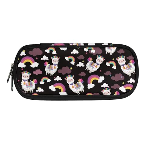 YUDINGFIN Niedliches Federmäppchen, Federmäppchen mit Schlitz und halbrunden Reißverschluss, resistent gegen Verblassen, Schulstifttasche für Kinder, Llama, Schulranzen-Set von YUDINGFIN