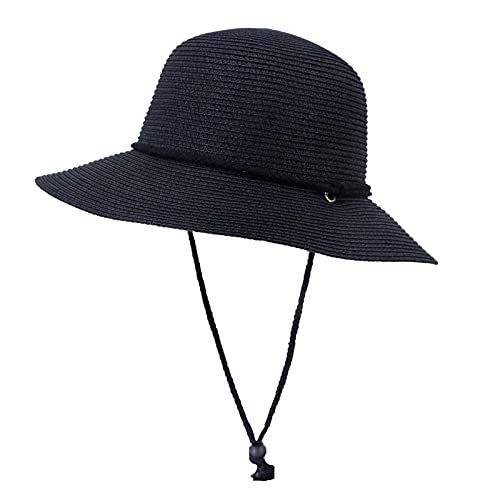 Damen Stroh Faltbarer Sonnenhut mit Breiter Krempe Sommerhut für Damen mit Groß Sonnenhut Strand Breite Krempe Outdoor Hut Faltbar Fischerhut Packable Cap Stroh Sonnenhut Faltbarer Floppy-Strohhut von YUE