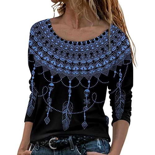 Oberteile Damen Langarm T-Shirt Große Größe Gradient Farbig Lockere Casual Longshirt Herbst Winter Bluse Tops Oberteile Frühlings Fall Laufshirt Blusen & Tuniken für Frauen von YUE