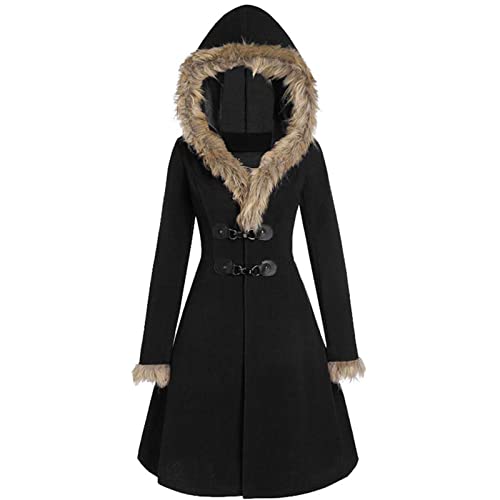 YUE Damen Mittelalter Jacke Winter Mäntel Wintermantel Knöpfen Asymmetrisch Saum Jacke Gehrock Lang Mantel Herbst Winter Winterjacke Kostüm Mantel von YUE