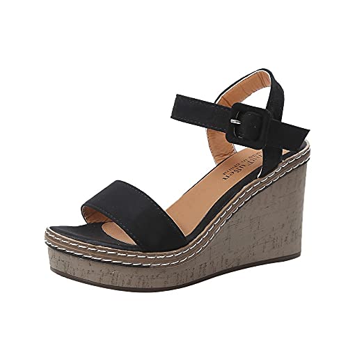 YUE Damen Sandalen Espadrilles Wedge Mit Absatz Plattform Sandalette Sommer Offene Schuhe Schlappen Flip Flops Freizeit Sommerschuhe Freizeit Sommerschuhe Anti-Rutsch-Sandalen von YUE