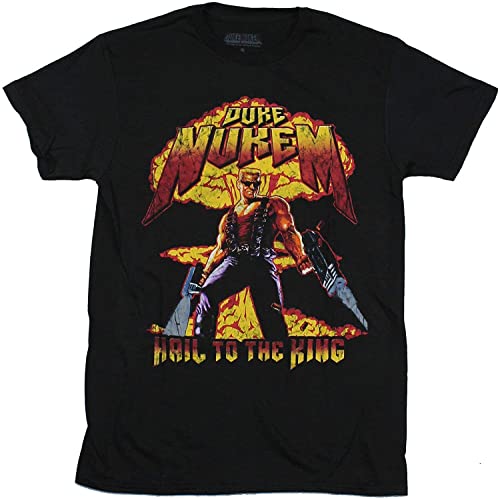 Duke Nukem Mens T-Shirt - All Hail to The King Distressed Image Hemden(Medium) von YUECCSHUN