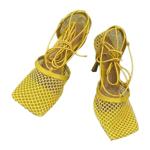 YUECIBAI Pantoletten Zehentrenner Mode Strands Andalen Bequem Leichte Sandalen Ausschnitte Bandage Sandalen 40 Gelb von YUECIBAI