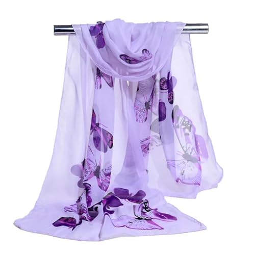 YUECIBAI Schal Damen Frauen Lange Dünne Print Chiffon Sonnencreme Strand Cape Schals Mode Schmetterling Seiden Schal Wraps 160Cm X 50Cm Light Lila YUECIBAI Schal Damen Frauen Lange Dünne Print Chiffon Sonnencreme Strand Cape Schals Mode Schmetterling Seiden Schal Wraps 160Cm X 50Cm Light Lila von YUECIBAI