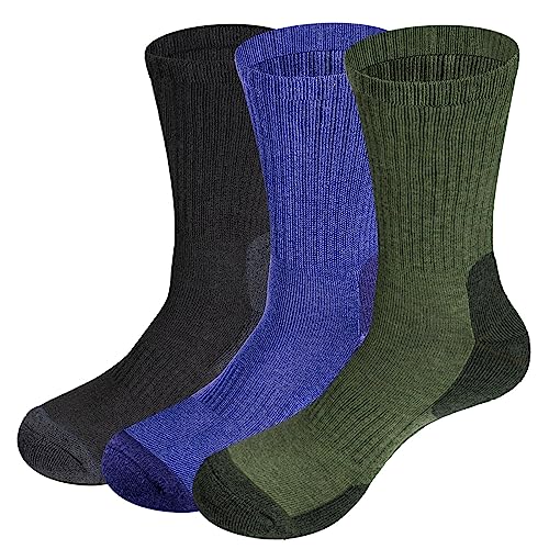 YUEDGE 3 paar Wandersocken Trekkingsocken für Herren Atmungsaktiv Sportsocken Hochleistung, Olivgrün/Blau/Schwarz, XL (Herren Schuh 43,5-46 EU Größe) von YUEDGE