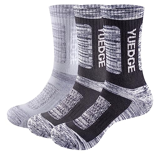 YUEDGE 3 paar Wandersocken Trekkingsocken für Herren Atmungsaktiv Sportsocken Hochleistung, Hellgrau/Grau/Schwarz, L (Herren Schuh 38,5-43,5 EU Größe) von YUEDGE