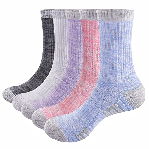 YUEDGE Damen Sportsocken Baumwolle Wandersocken Trekkingsocken Atmungsaktiv Multi-Performance 40-45 (5 Paar) von YUEDGE