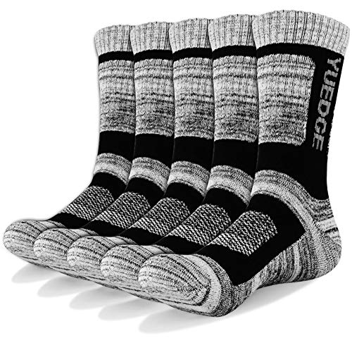 YUEDGE 5 Paar Wandersocken atmungsaktive Laufsocken für Herren, Sport Socken mit Sohle und Knöchel, Anti-Blister Trainersocken von YUEDGE