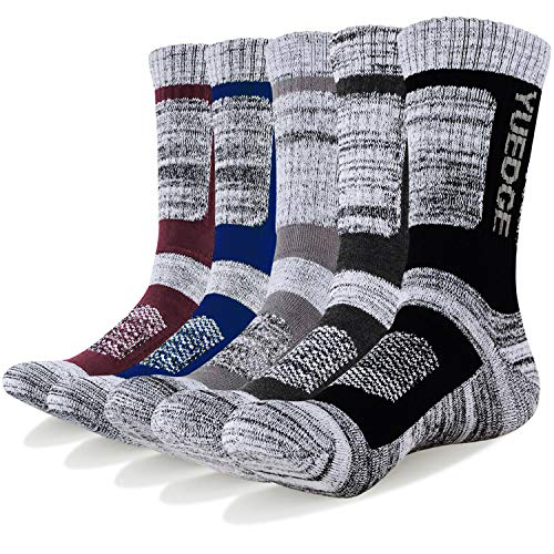 YUEDGE 5 Paar Wandersocken atmungsaktive Laufsocken für Herren, Sport Socken mit Sohle und Knöchel, Anti-Blister Trainersocken von YUEDGE